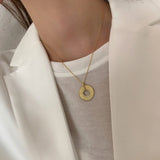 925 Silver Circle Pendant Necklace Geometric Design Women's Jewelry Gift
