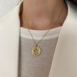 925 Silver Circle Pendant Necklace Geometric Design Women's Jewelry Gift