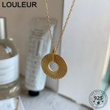 925 Silver Circle Pendant Necklace Geometric Design Women's Jewelry Gift