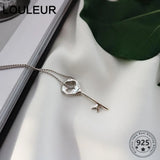 925 Silver Key Pendant Bead Chain Necklace for Women
