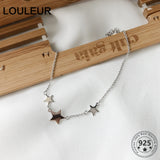 Louleur 925 Sterling Silver Three Stars Anklets for Women Summer Jewelry