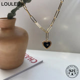 925 Silver Heart Pendant Necklace with Agate for Women