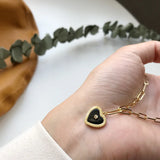 925 Silver Heart Pendant Necklace with Agate for Women