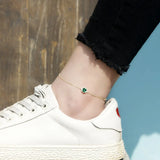 925 Silver Anklets Green Zircon Anklets For Women Summer Jewelry