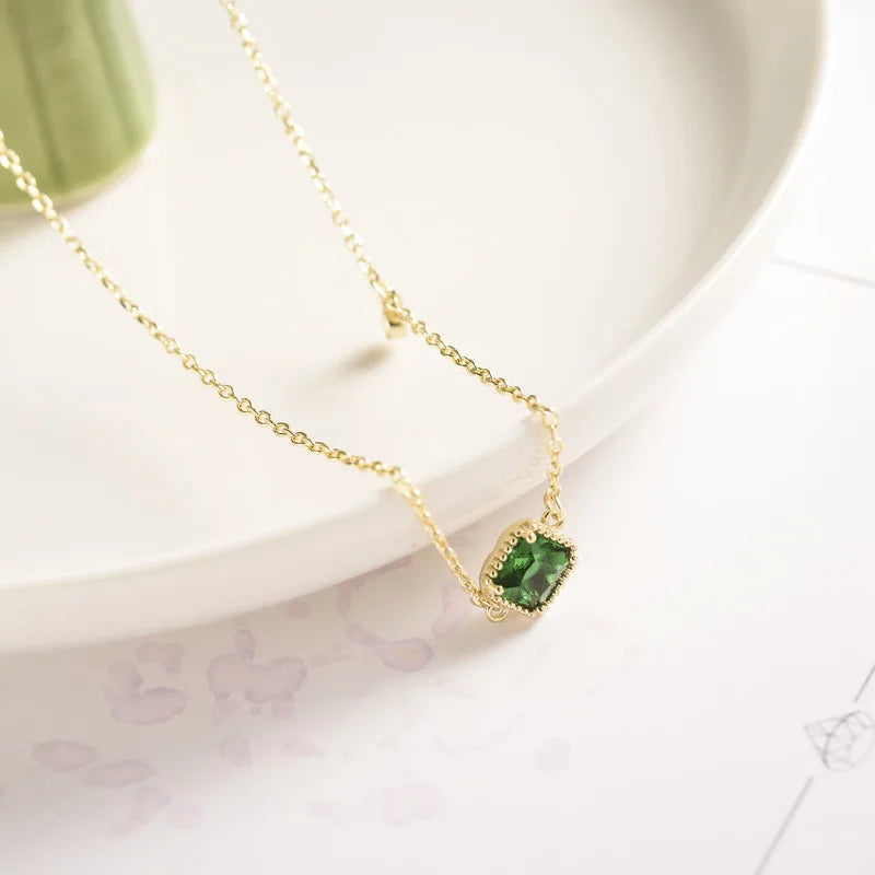 925 Silver Anklets Green Zircon Anklets For Women Summer Jewelry