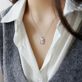 925 Silver Zircon Geometric Chain Necklace