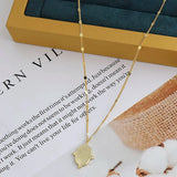 Louleur Golden Necklace 925 Sterling Silver Square Charm Jewelry