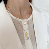 Louleur Golden Necklace 925 Sterling Silver Square Charm Jewelry