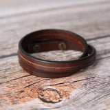 Brown Double Chain Leather Wristband Bracelet Punk Vintage Men Women