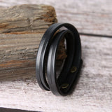 Brown Double Chain Leather Wristband Bracelet Punk Vintage Men Women