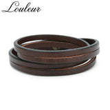 Brown Double Chain Leather Wristband Bracelet Punk Vintage Men Women