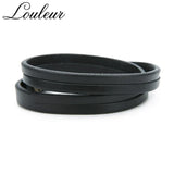 Brown Double Chain Leather Wristband Bracelet Punk Vintage Men Women