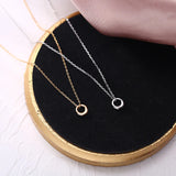 925 Silver Circle Pendant Necklace Women Charms Chain
