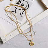 Louleur 925 Silver Double Portrait Pendant Necklace For Women