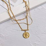 Louleur 925 Silver Double Portrait Pendant Necklace For Women