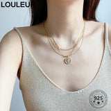 Louleur 925 Silver Double Portrait Pendant Necklace For Women