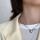 Louleur 925 Silver Heart Necklace French Style For Women