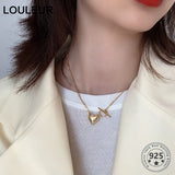 Louleur 925 Silver Heart Necklace French Style For Women