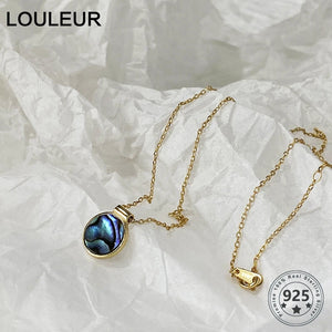 925 Silver Abalone Shell Necklace Small Pendant Necklace for Women