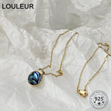 925 Silver Abalone Shell Necklace Small Pendant Necklace for Women