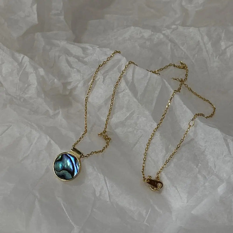 925 Silver Abalone Shell Necklace Small Pendant Necklace for Women