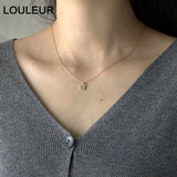 925 Silver Square Necklace Geometric Small Golden Pendant for Women