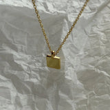 925 Silver Square Necklace Geometric Small Golden Pendant for Women