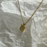 925 Silver Square Necklace Geometric Small Golden Pendant for Women