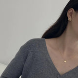 925 Silver Square Necklace Geometric Small Golden Pendant for Women