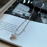 925 Silver Heart Pendant Necklace Long Chain For Women