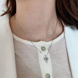 925 Silver Heart Pendant Necklace Long Chain For Women