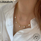 Louleur 925 Sterling Silver Necklace with Alien Baroque Pearl for Women