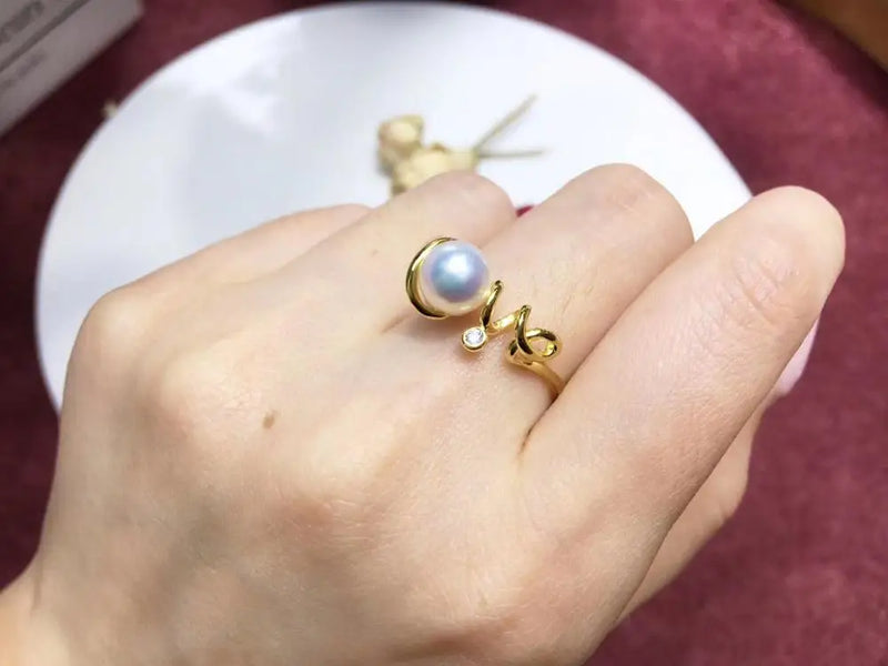925 Sterling Silver Adjustable Ring Settings for Pearls Jade Coral Stones Bead