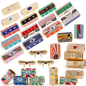Evil Eye Beads Tube Metal Brass Based Bead Knotting Supplies