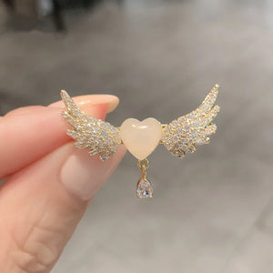 Love Angel Wings Brooch Zircon Buckle