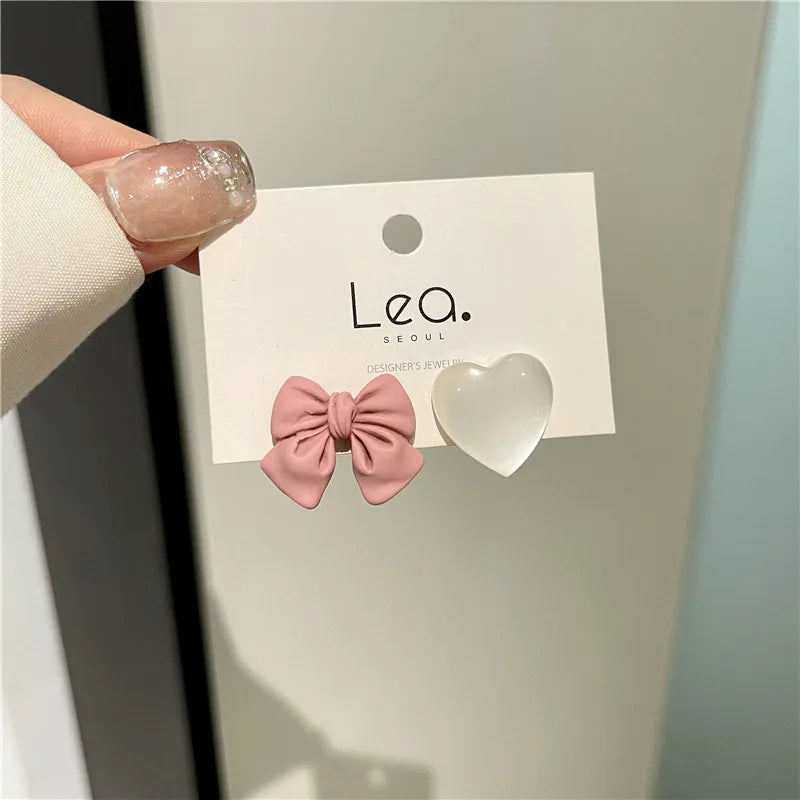 Pink Bowknot Asymmetric Ear Cuffs Girls Earrings