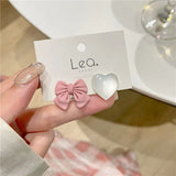 Pink Bowknot Asymmetric Ear Cuffs Girls Earrings
