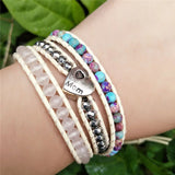 Love Bracelet Heart Stone 3 Strands Leather Rope Woven Monther Gift
