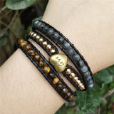 Love Bracelet Heart Stone 3 Strands Leather Rope Woven Monther Gift