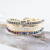 Love Bracelet Heart Stone 3 Strands Leather Rope Woven Monther Gift