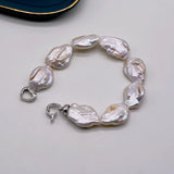 Freshwater Pearl Bracelet Silver Coin Shape Baroque Pearl Bracelet
