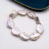 Freshwater Pearl Bracelet Silver Coin Shape Baroque Pearl Bracelet