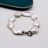 Freshwater Pearl Bracelet Silver Coin Shape Baroque Pearl Bracelet
