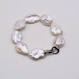 Freshwater Pearl Bracelet Silver Coin Shape Baroque Pearl Bracelet