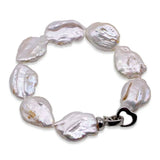 Freshwater Pearl Bracelet Silver Coin Shape Baroque Pearl Bracelet