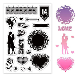 Love Clear Stamps Transparent Silicone Stamp Cupid Lace Lover Flower