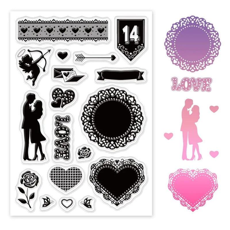 Love Clear Stamps Transparent Silicone Stamp Cupid Lace Lover Flower