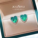 Vintage Style Artificial Gem Earrings, 925 Sterling Silver Inlaid