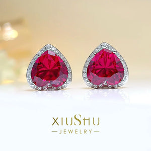 Vintage Style Artificial Gem Earrings, 925 Sterling Silver Inlaid