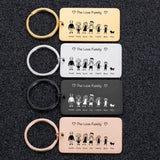 Family Love Keychain Engraved Parents Children Present Keyring